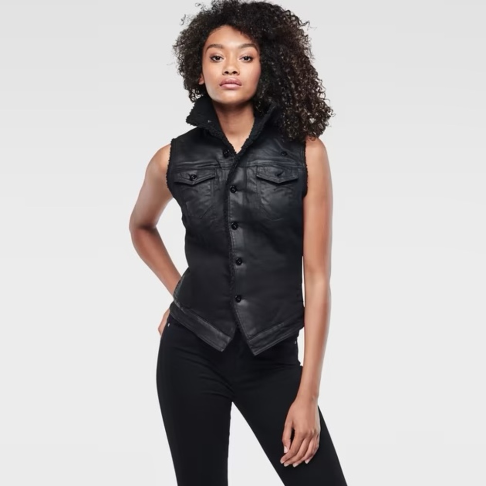 G Star Raw Womens Black Arc Raw Teddy Jacket Vest Brand New Size Medium